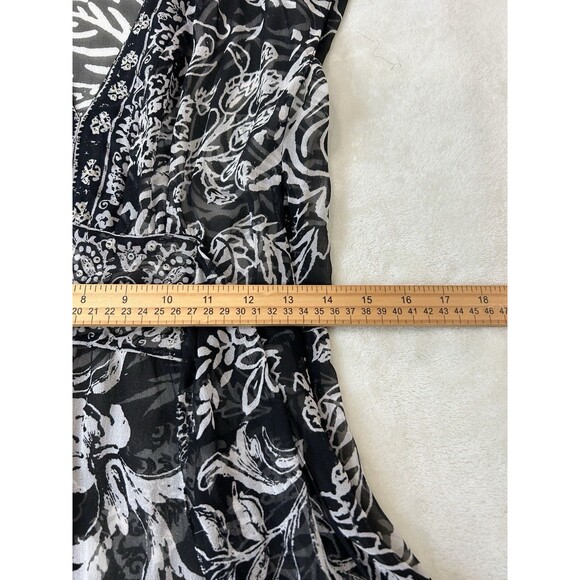 VTG Mixit Dress Sze 10 Sheer Silk Beaded Flowy Ethereal Romantic Y2k Black White - Picture 12 of 13